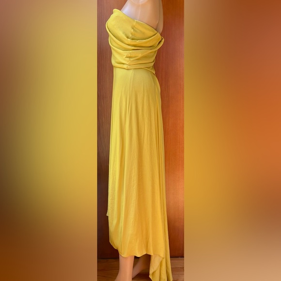 HALSTON HERITAGE NWOT Strapless Draped Yellow Gown Size 2 - Picture 8 of 10
